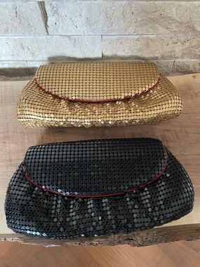 Set of Clutch Purses - Gold and Black